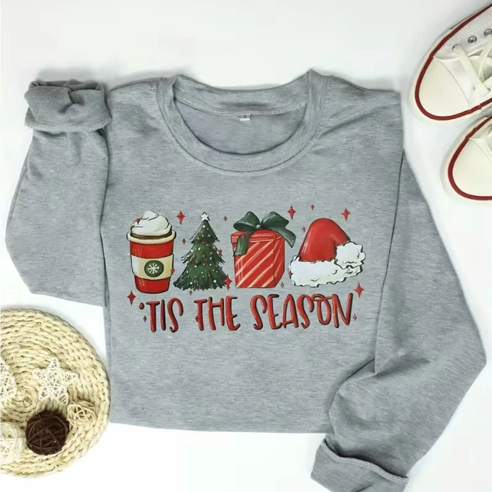 Christmas Tis the Season grey pullover sweatshirt - Picture 4 of 5